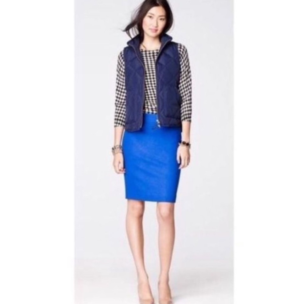 J.Crew Blue Wool-Blend Pencil Skirt